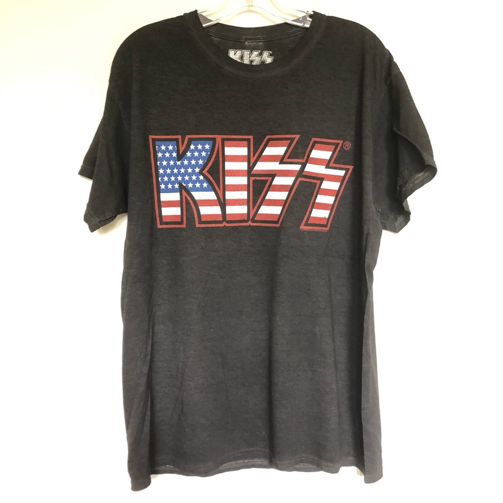 KISS American Flag 80’s Black Band T Shirt